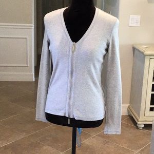Repeat The Shirt zip front top, gray, cotton, size small
